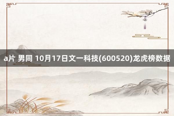 a片 男同 10月17日文一科技(600520)龙虎榜数据