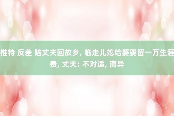 推特 反差 陪丈夫回故乡, 临走儿媳给婆婆留一万生涯费, 丈夫: 不对适, 离异